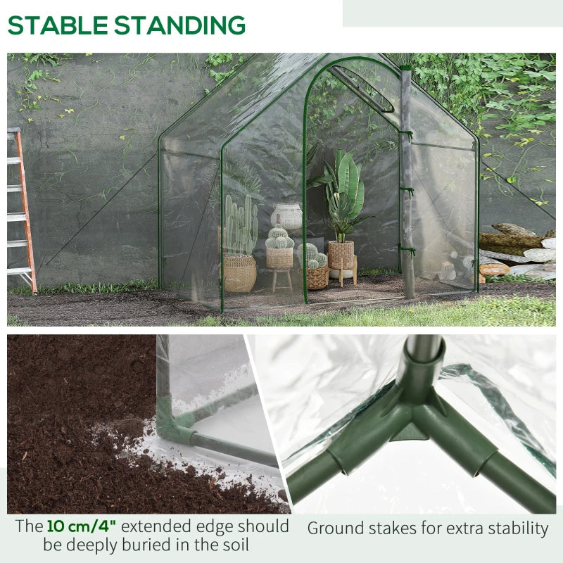 Greenhouse Garden Planter with Zipped Door & Window - White