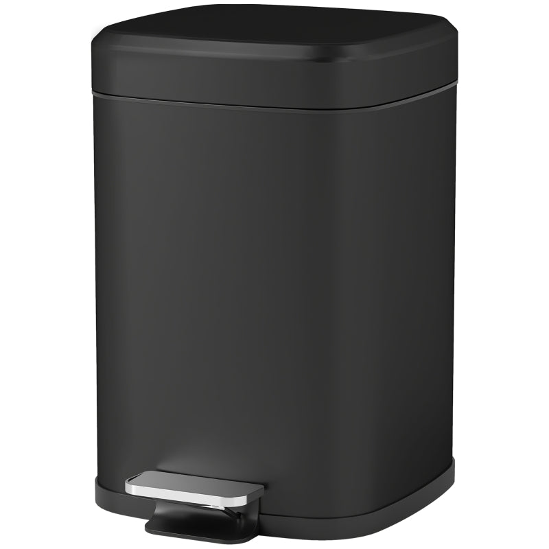 12L Modern Boxy Black Metal Kitchen Bin - Stylish Trash Can for Home Organization and Waste Management