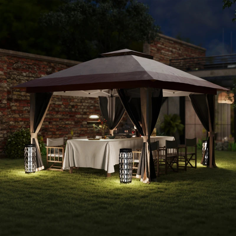 Spacious 3.6m Pop-Up Gazebo with Accessories - Beige