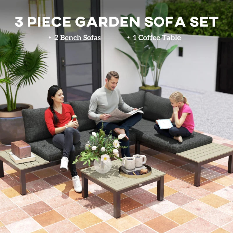 Aluminium 4 Seater Outdoor Corner Sofa Set with Cushions and Coffee Table