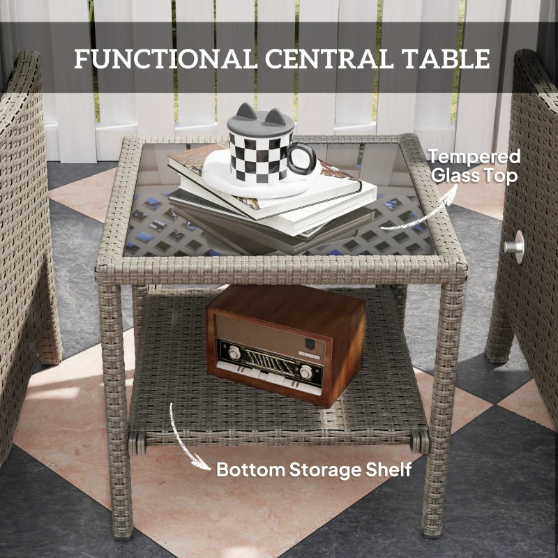 5 Piece Rattan Garden Furniture Set with Cushions and Adjustable Backrests for Outdoor Relaxation