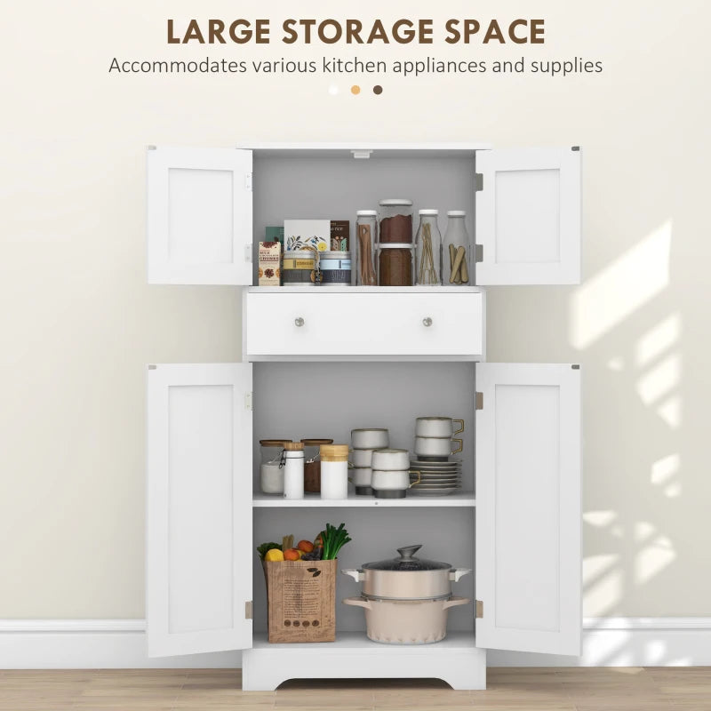 Multi-Storage Freestanding Kitchen Cabinet - Elegant White Design for Organized Kitchen Storage & Space Saving Solutions