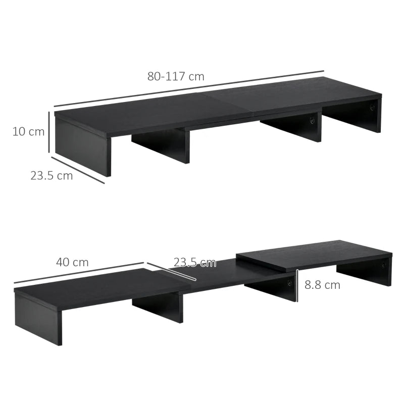 Vinsetto Adjustable Dual Monitor Stand Riser - Ergonomic Screen Elevation for Laptop, PC, Printer, TV - Black