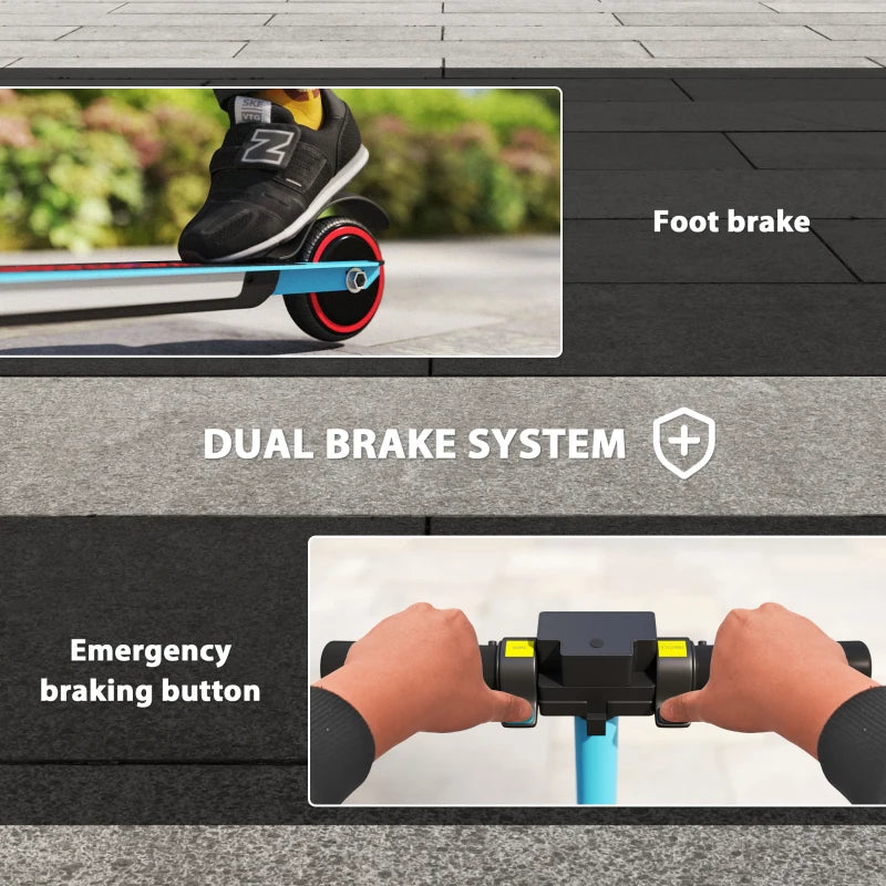 Folding Electric Scooter for Kids with Dual Brakes Front Suspension and LED Lights Blue