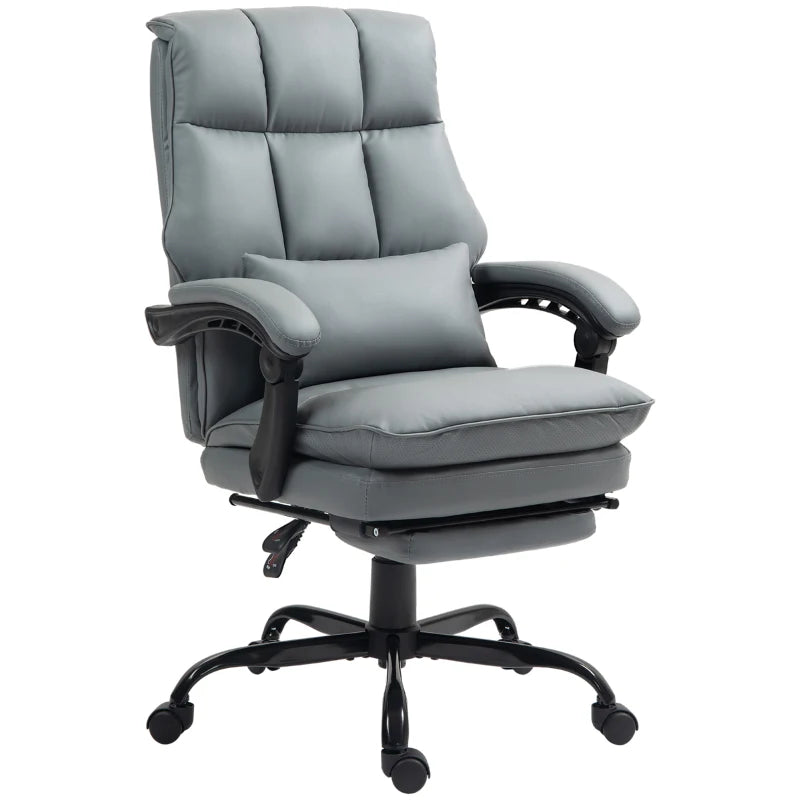 Ergonomic Faux Leather Reclining Office Chair with Footrest - Stylish Grey Comfort for Home & Office