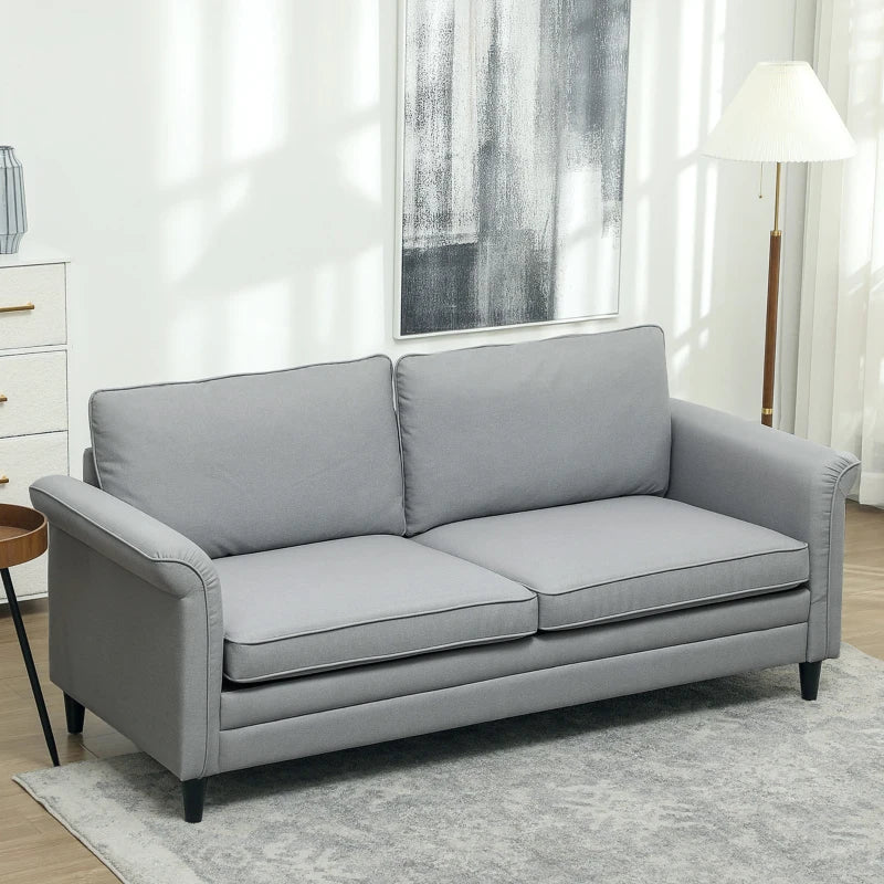 Modern 3-Seater Fabric Sofa with Spring Cushions and Rubber Wood Legs for Living Room or Bedroom