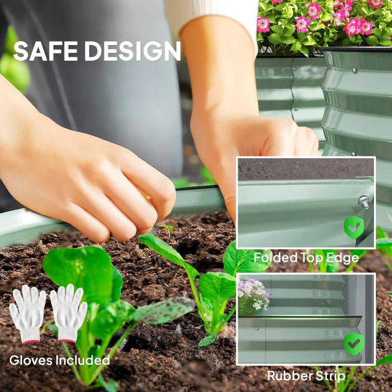 Two-Tier Galvanised Steel Garden Planter - Light Green - 100cm x 50cm