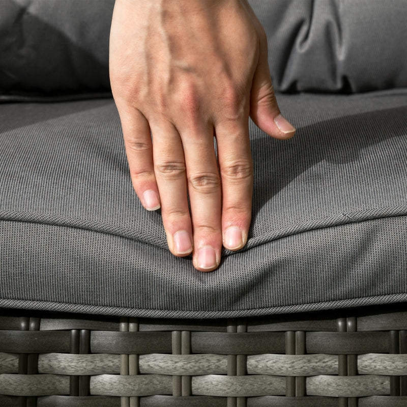 Grey 7-Piece Grey Rattan Outdoor Dining Set with Glass Table & Umbrella Hole