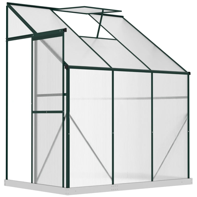 Green 6x4ft Lean-to Greenhouse with Roof Vent for Plants