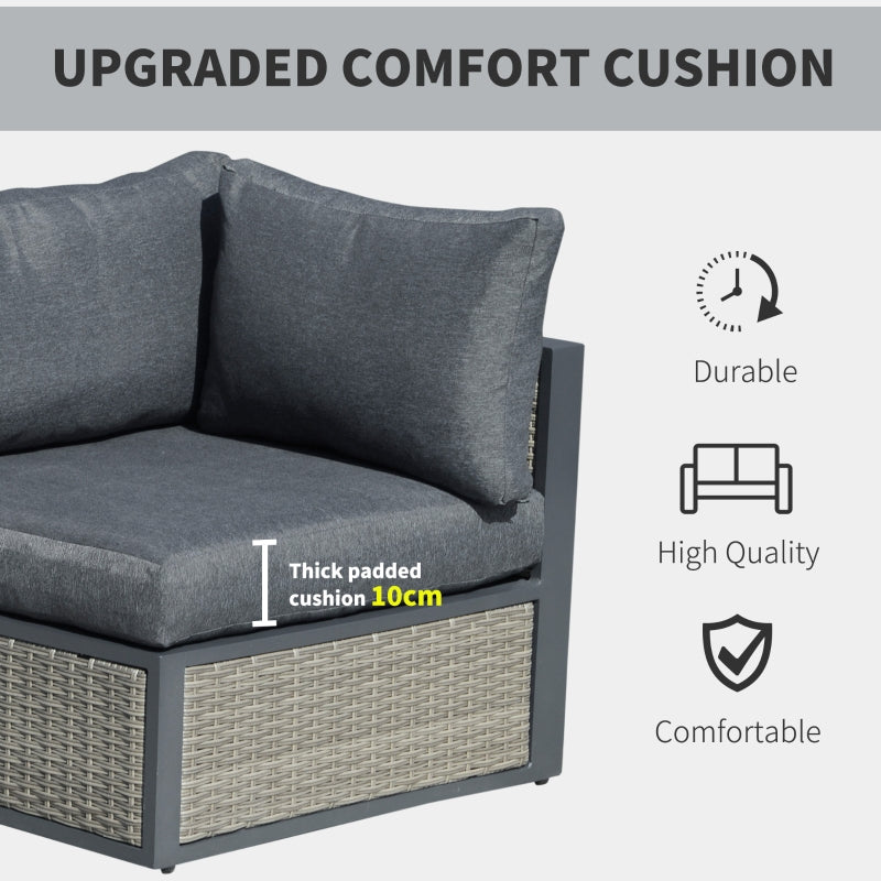 6-Piece Elegance Alcove Patio Wicker Corner Sofa Set