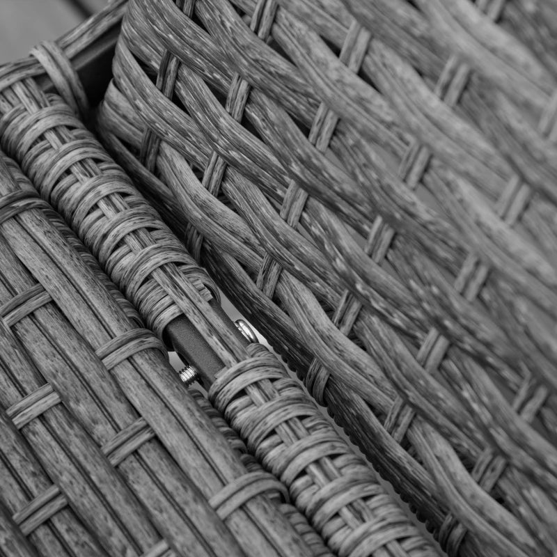 Grey Rattan Sun Loungers Set of 2 with Cushion