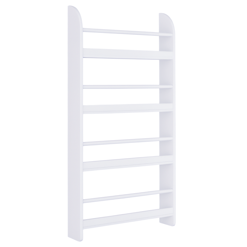 4-Tier Wall Mounted Bookshelf - 15cm Depth Storage Rack for Bedroom, Nursery, Office & Home - White