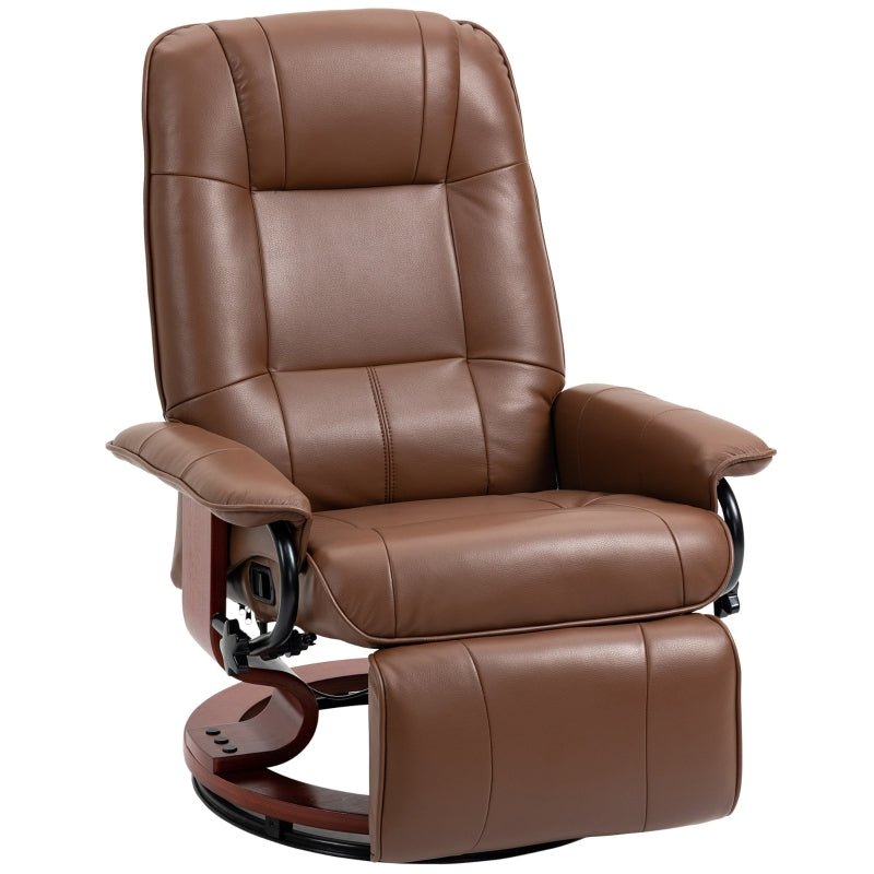 Brown Faux Leather Reclining Armchair with Footrest - 145° Adjustable Backrest for Ultimate Comfort