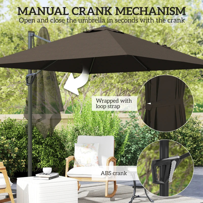 Tan Patio Offset Parasol Umbrella - Outdoor Sunshade for Garden, Deck, and Patio