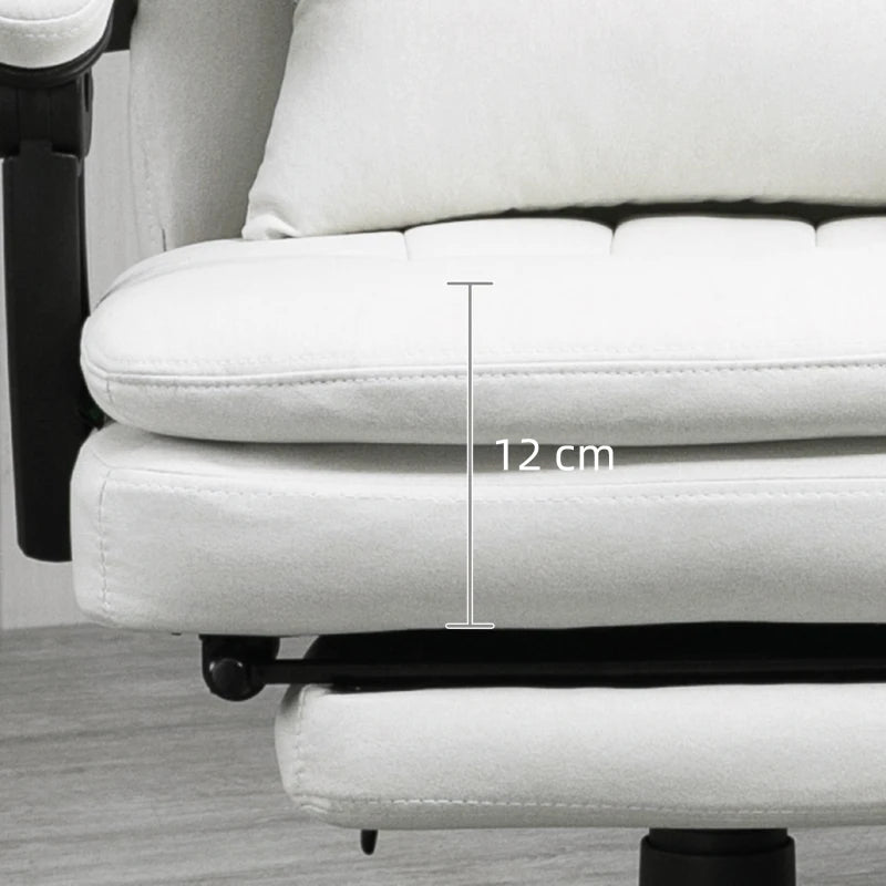 Vinsetto Ergonomic Office Chair with Massage & Heating, 155° Recline, Lumbar Support, Footrest - Cream White