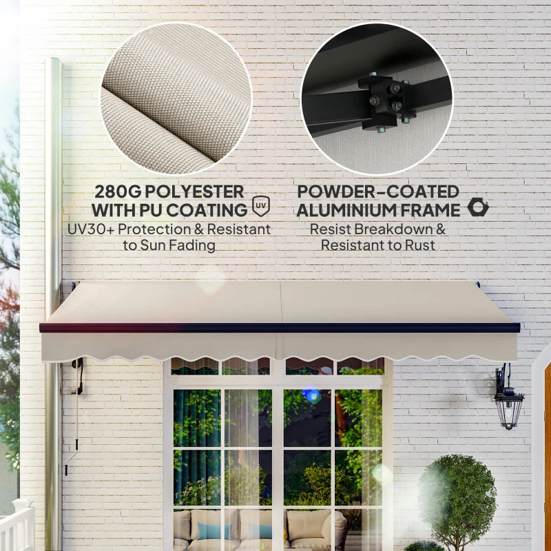 3.5m x 3m Beige Electric or Manual Awning with Remote Control - Retractable Patio Sun Shade