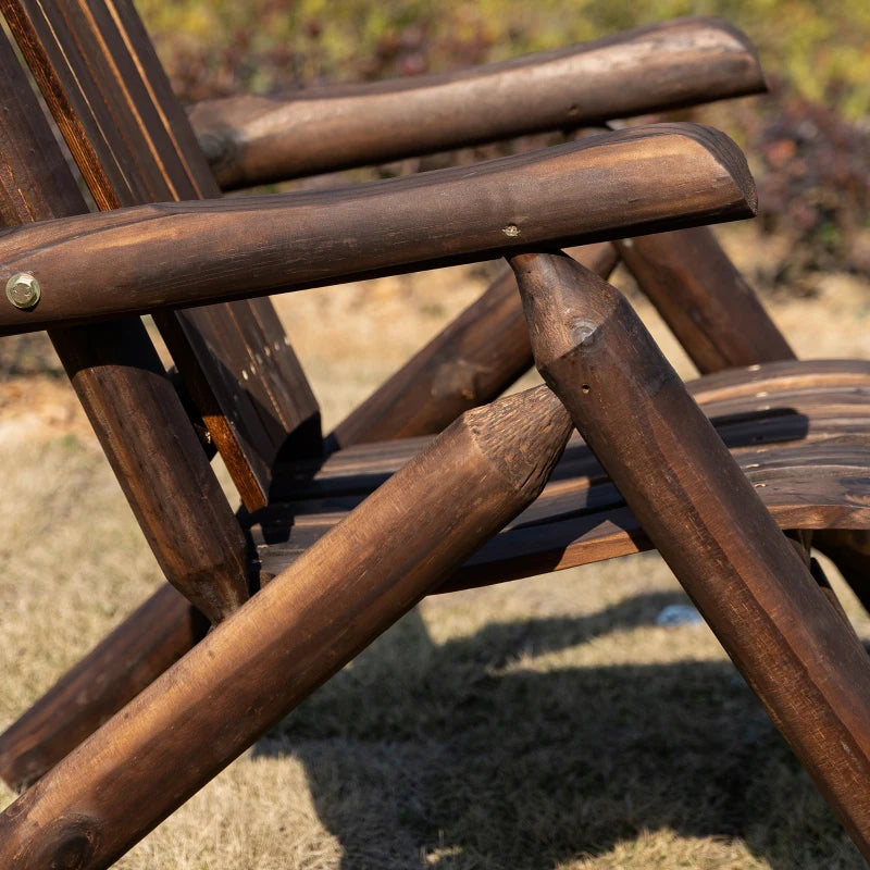 Carbonized Wood Outdoor Adirondack Lounge Chair