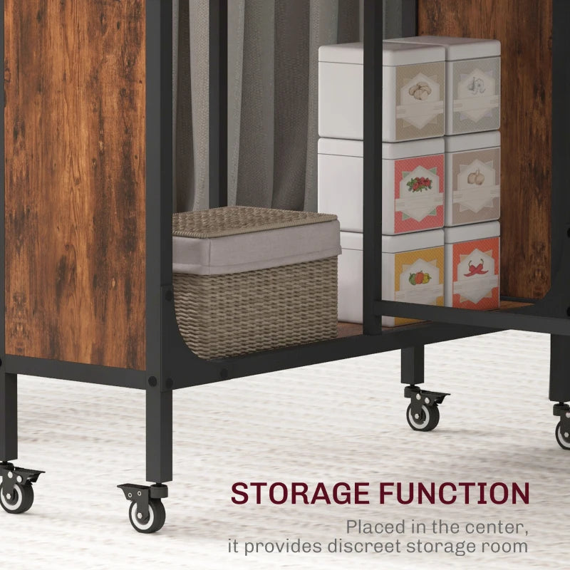 Rustic Brown and Black Six-Person Drop Leaf Dining Table - Space-Saving Design for Modern Homes