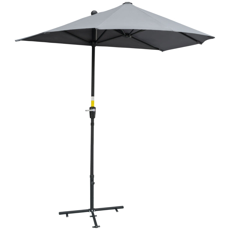 2m Dark Grey Half Parasol with Crank Handle and Base