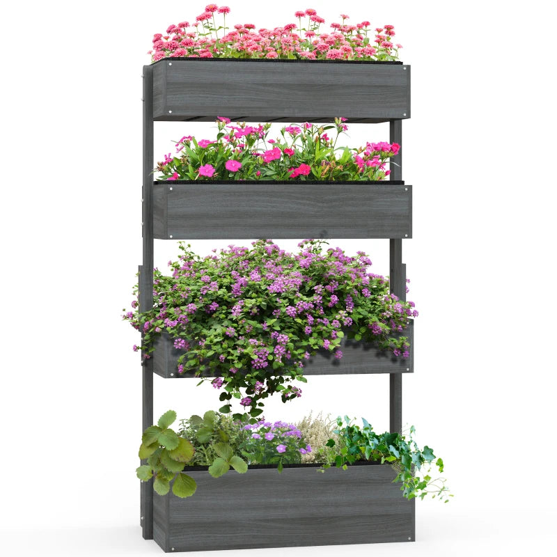 Grey Four-Tier Wooden Plant Stand
