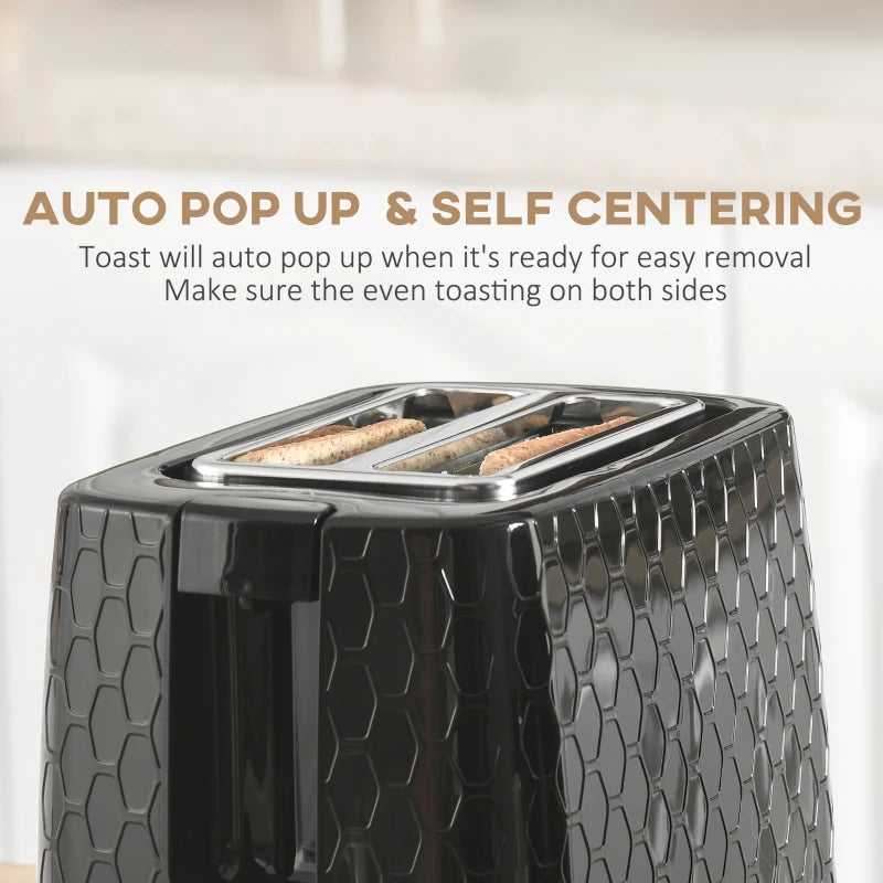 1.7L 3000W Fast Boil Kettle & 2 Slice Toaster Set - Auto Shut Off, Browning Controls, Black Kitchen Essentials