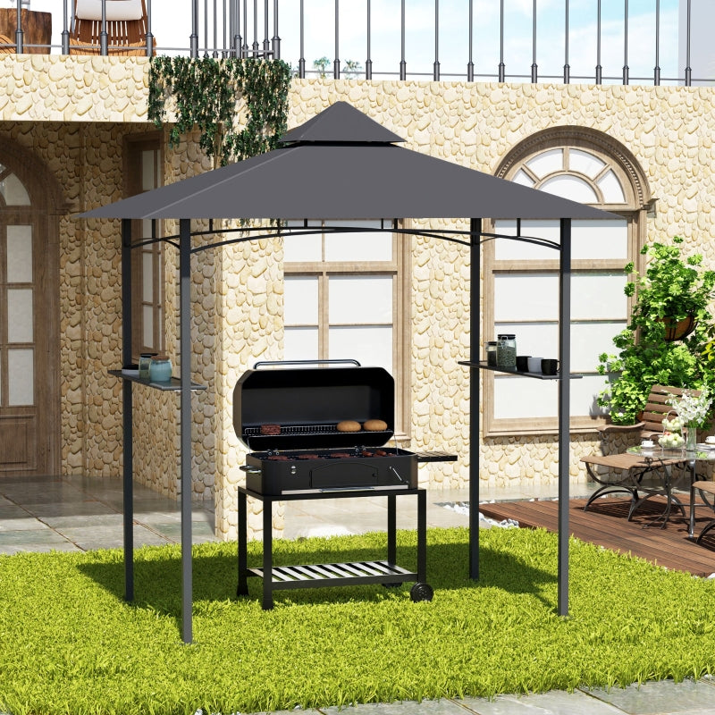 Double-Tier Grey BBQ Gazebo Canopy - 2.5M (8ft)
