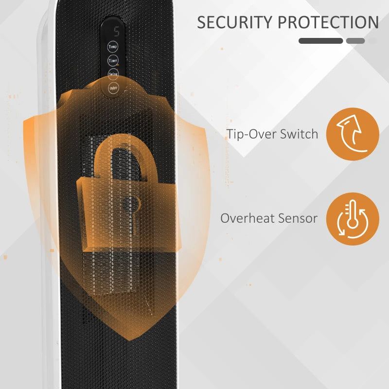 Indoor Ceramic Space Heater with Remote Control Oscillation Timer and Safety Features 1200W 2000W White