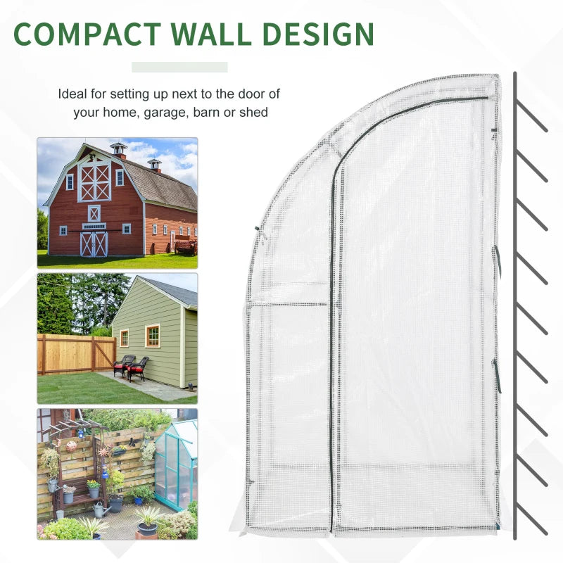 White Outdoor Walk-In Greenhouse with Zippered Door, 143x118x212cm