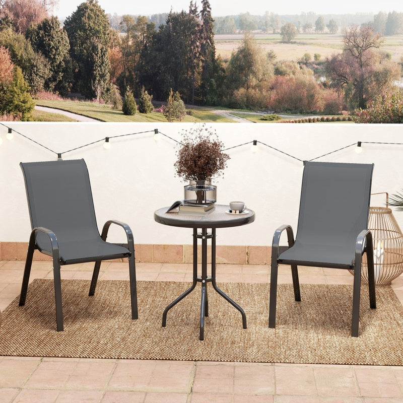 Three-Piece Grey Outdoor Garden Furniture Set - Perfect for Patios and Balconies