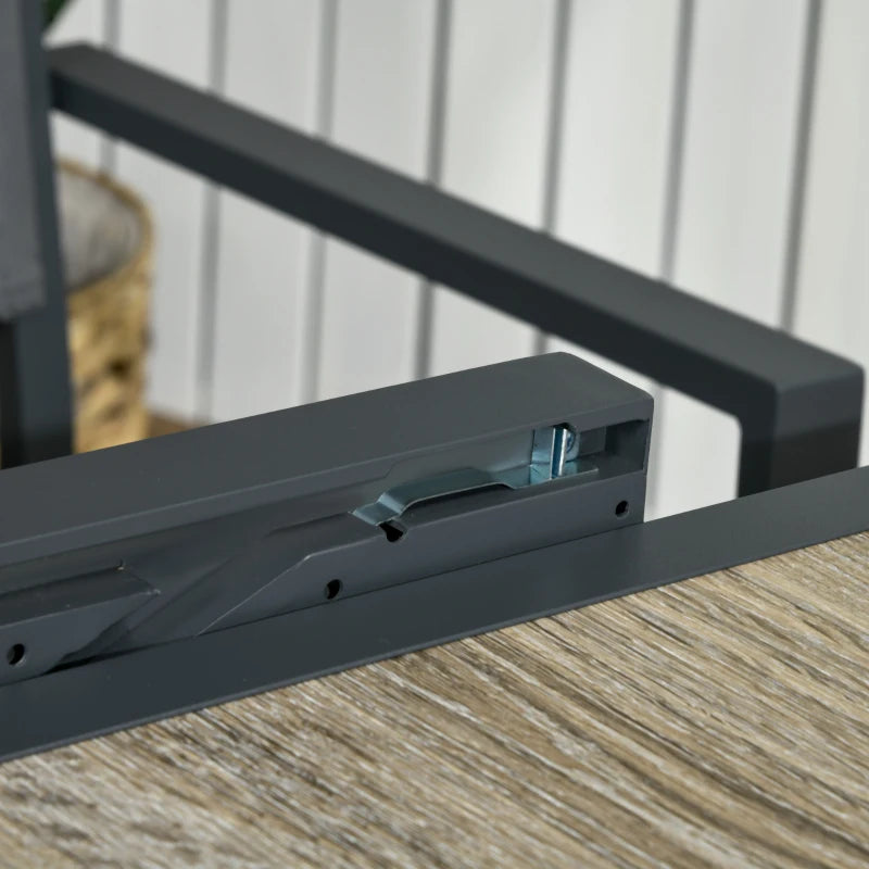 Beige Extendable Outdoor Dining Table for 6, Aluminium Frame, Rectangular Patio Table