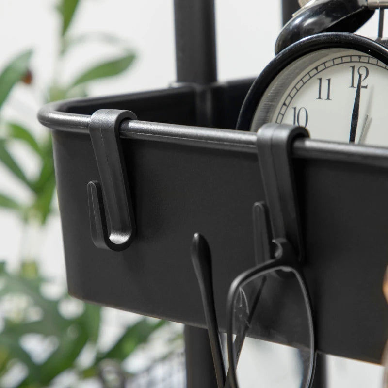 Versatile Black Three-Tier Home Trolley with Handle & Wheels - Perfect for Kitchen, Living Room, or Office Storage