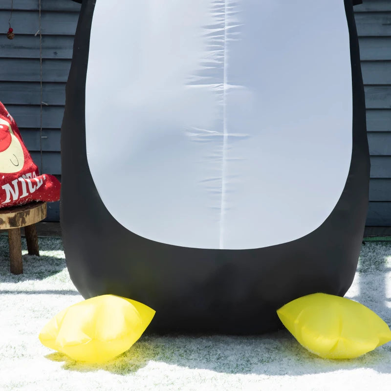 8ft Inflatable Penguin with LED Lights & Christmas Banner - Weather-Resistant Indoor Outdoor Holiday Decoration, Cute & Fun