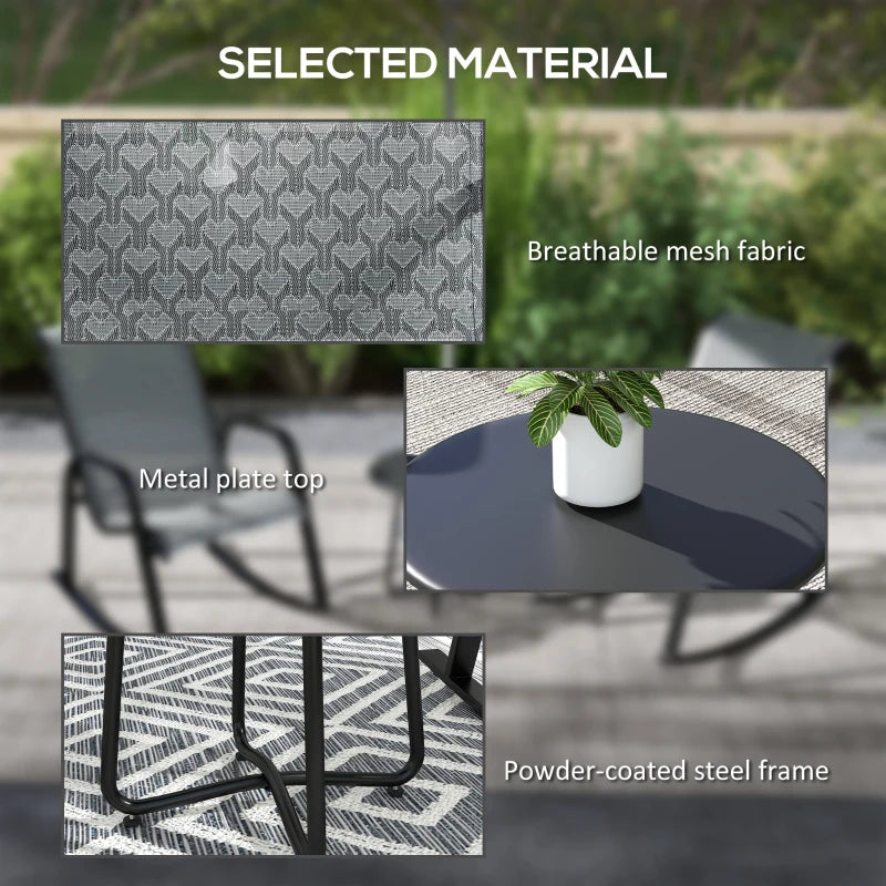 3-Piece Outdoor Rocking Armchair Set, Mixed Grey