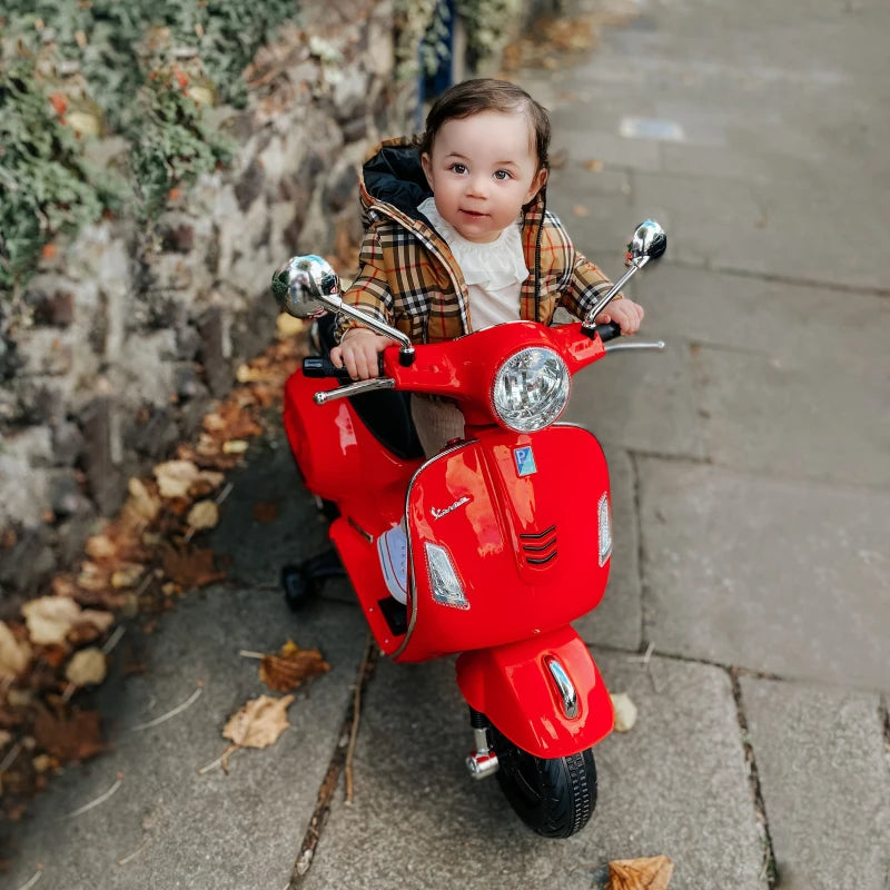 Kids 6V Ride On Motorcycle with LED Lights - Red Electric Toy Bike for Boys and Girls