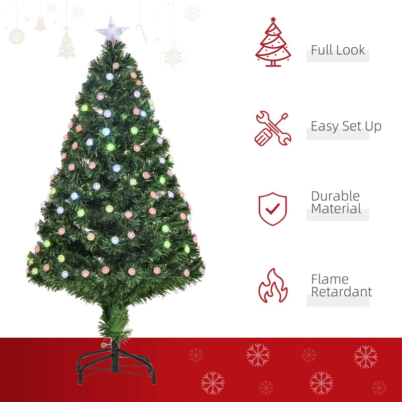 4FT Pre-Lit Artificial Christmas Tree with Fiber Optic Lights - Festive Green Holiday Decoration for Home & Xmas Cheer