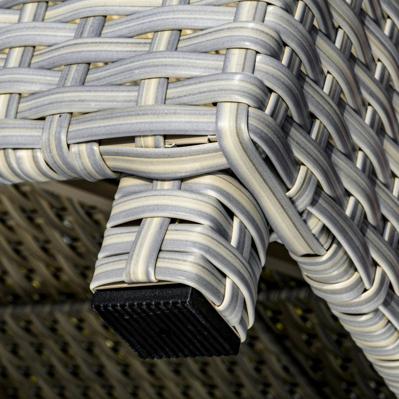 3 Seater Grey Rattan Sofa With Cream Cushions