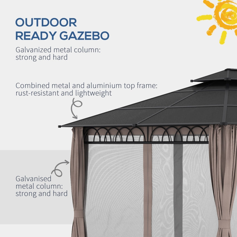 3.6m x 3m Polycarbonate Gazebo With Netting