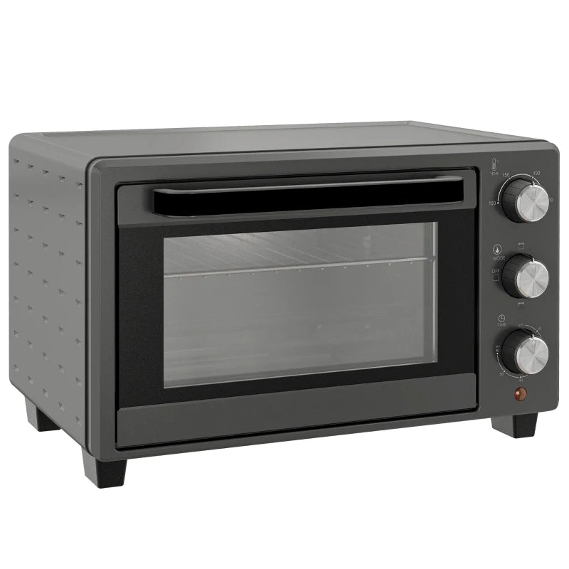 21L Mini Countertop Oven - Adjustable Temperature 100°C-230°C, Compact Grey Design for Efficient Cooking