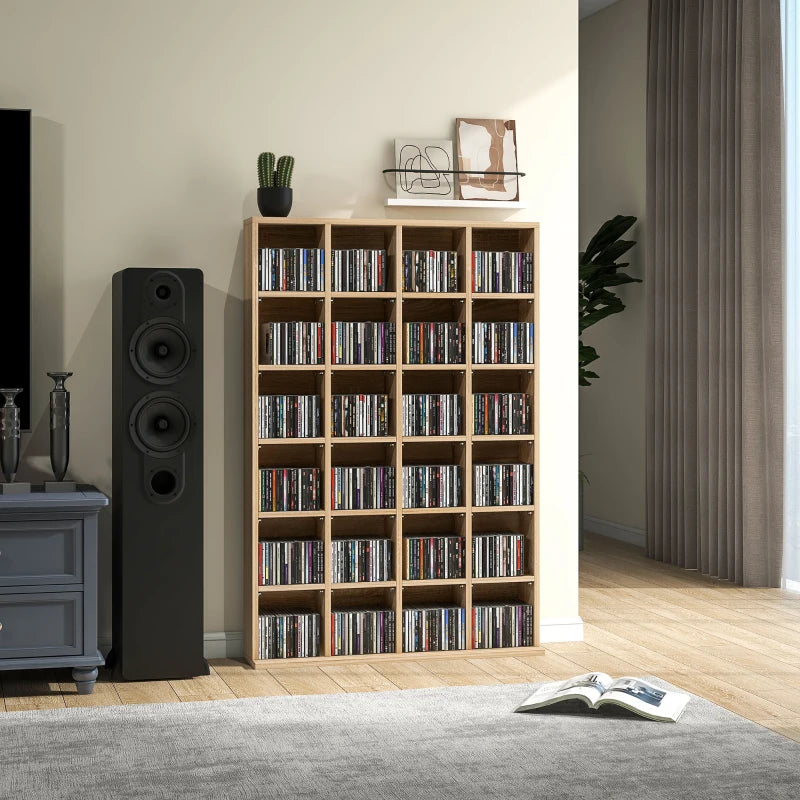Adjustable CD Storage Unit with Nature Wood Finish - 89 x 130.5 cm, Perfect for Organizing Your Music Collection