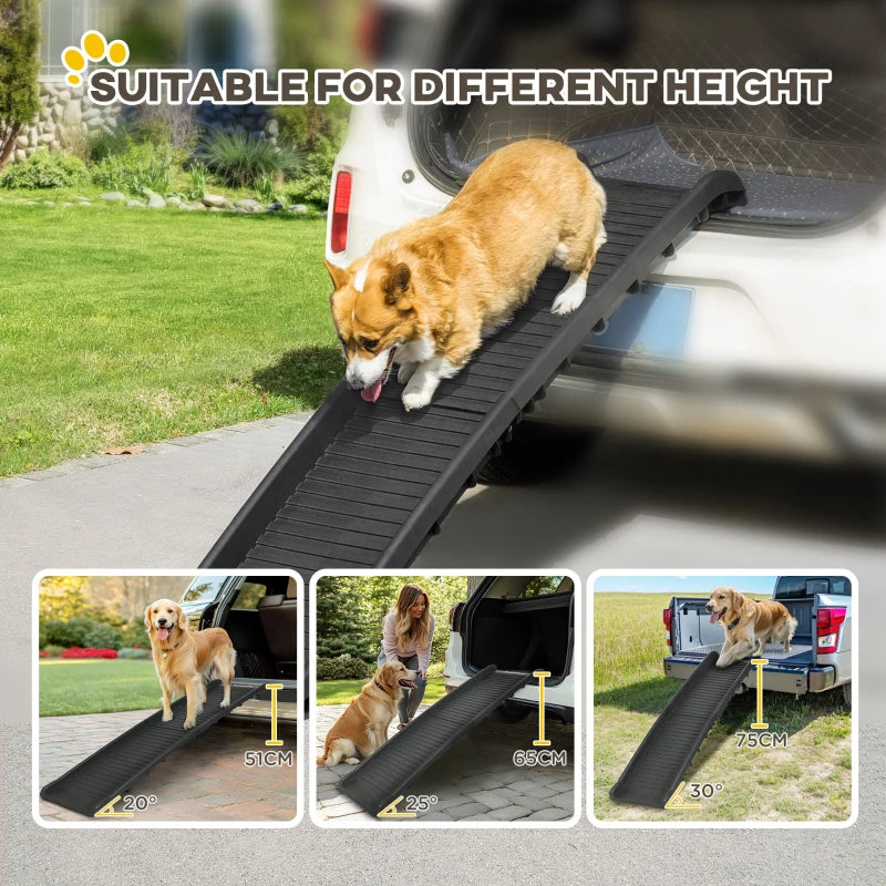 Foldable Pet Ramp for Dogs - Car Ramp for SUVs & Cars, Lightweight & Portable, Black Color