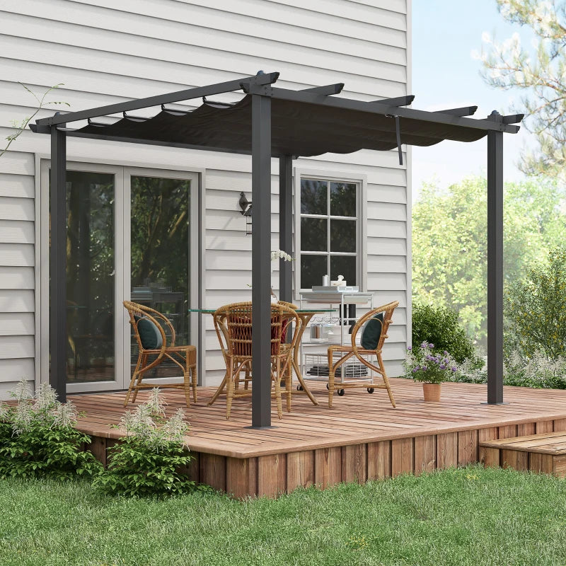 3m x 3m Dark Grey Aluminium Pergola