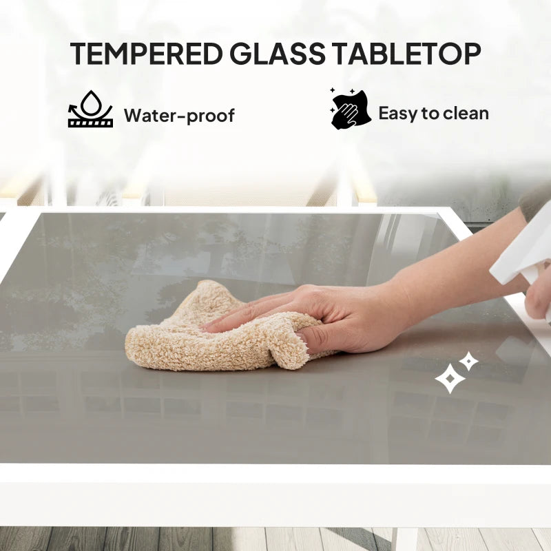 5 Piece Garden Furniture Set - 4 Armchairs and Tempered Glass Table Top - Outdoor Patio Set in Grey