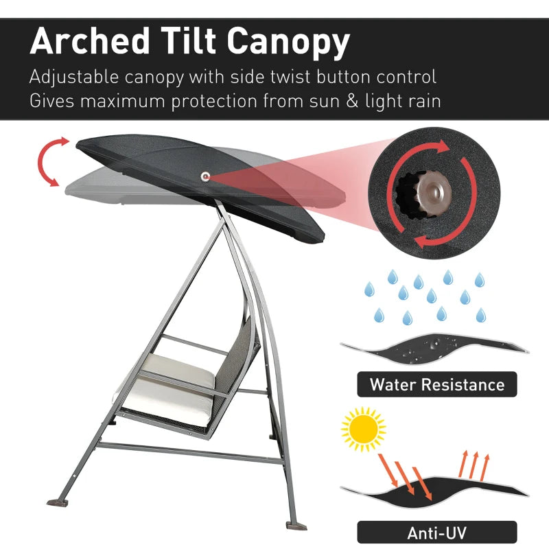 Black Rattan 3-Seater Garden Swing Chair