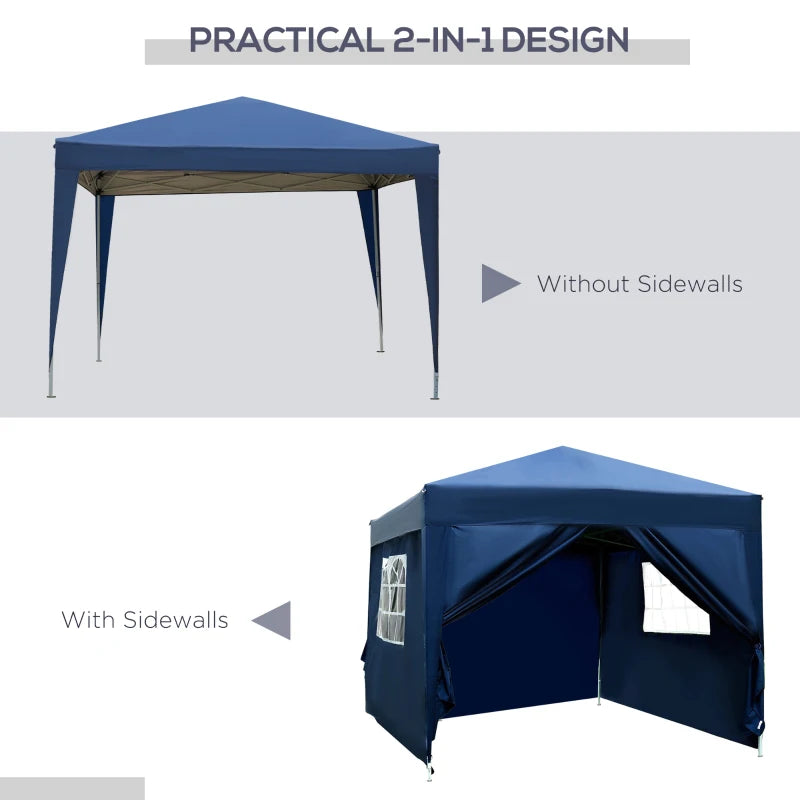 Blue 3x3m Pop Up Garden Gazebo with Sidewalls and Windows