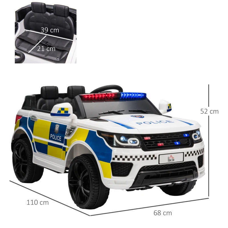12V Kids Electric Police Car Ride On with Remote Control Siren Lights for Ages 3-6
