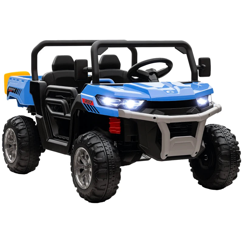 Blue 12V Electric Ride-On Car for Kids with Remote Control and Bucket Seat