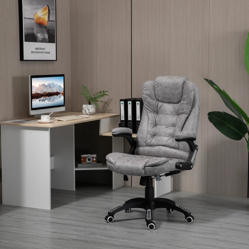 Vinsetto Ergonomic Office Chair - Comfortable Grey Desk Chair with Adjustable Height, Armrests, Reclining & Tilt Function