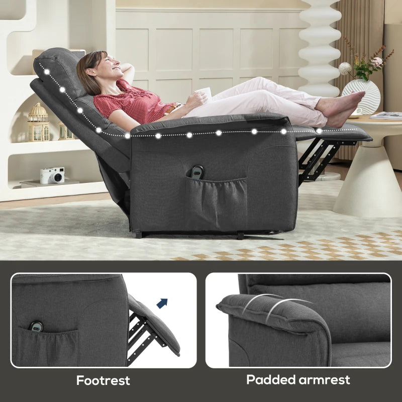 Electric Riser Recliner Armchair with Footrest in Dark Grey for Ultimate Comfort and Support