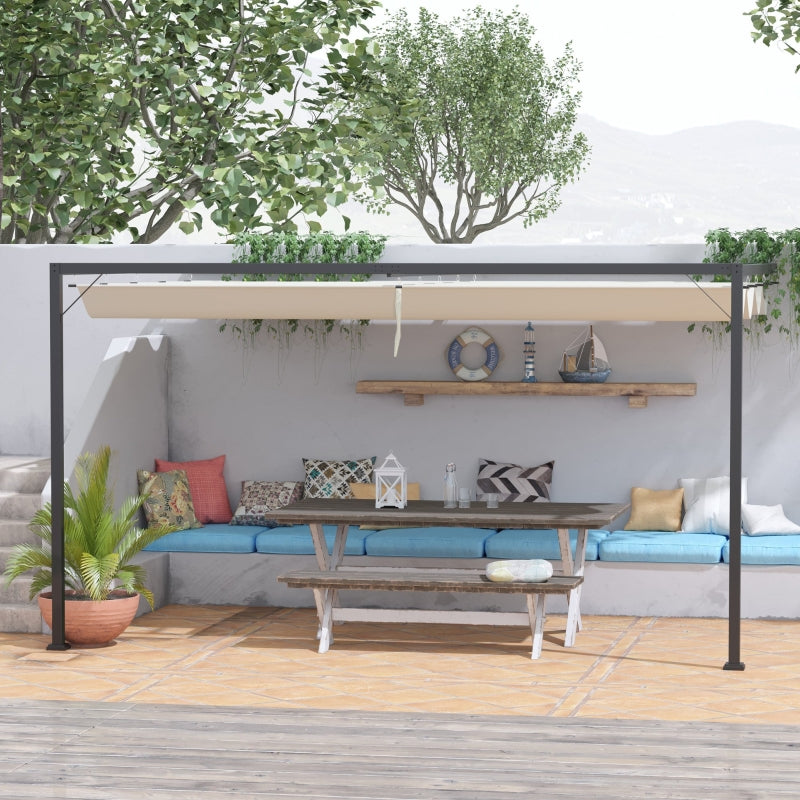 4m x 3m Metal Garden Pergola - Beige Cover