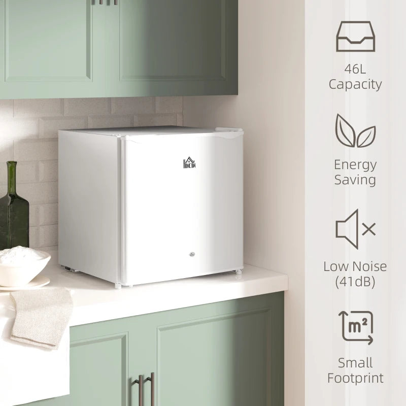 46L Lockable Countertop Fridge - Cream White Mini Refrigerator for Home, Office, and Dorm - Compact & Stylish Design